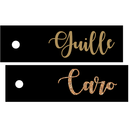 Tarjetas rectangulares largas negras y oro/bronce 18u